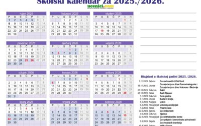 Kalendar školske godine 2025./2026.